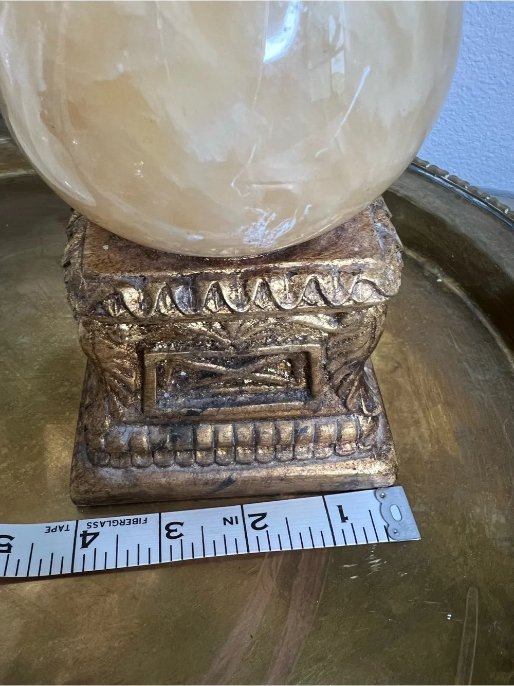 Vintage Decorative Cream and Gold Onyx Finial Accent Heavy  - Home Accents